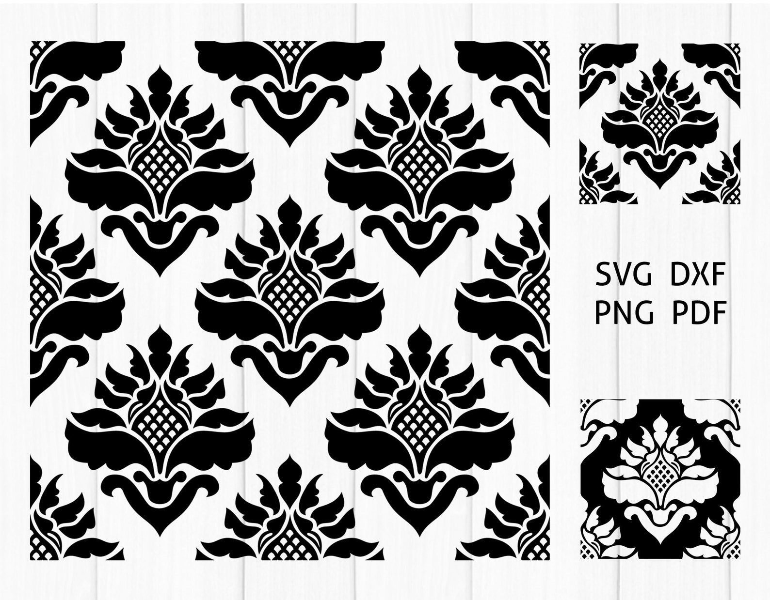 Damask Seamless Pattern SVG Cut Files for Cricut | Etsy