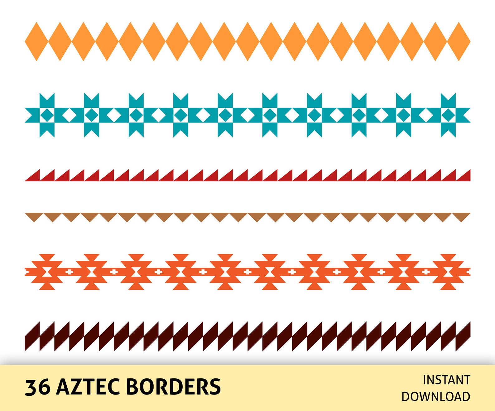 AZTEC BORDERS svg cut files digital borders clipart native Etsy