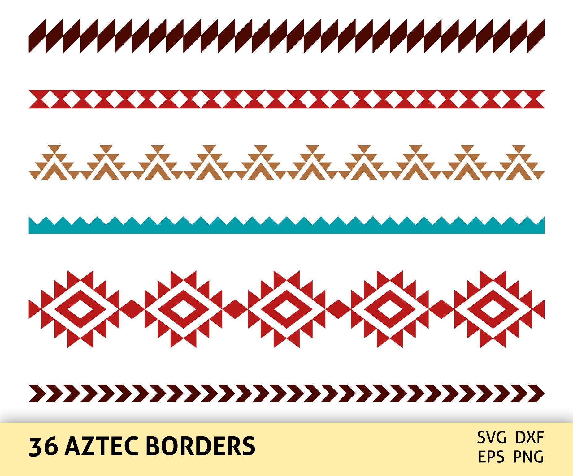 Aztec Borders Svg Cut Files Digital Borders Clipart Native Etsy | My ...
