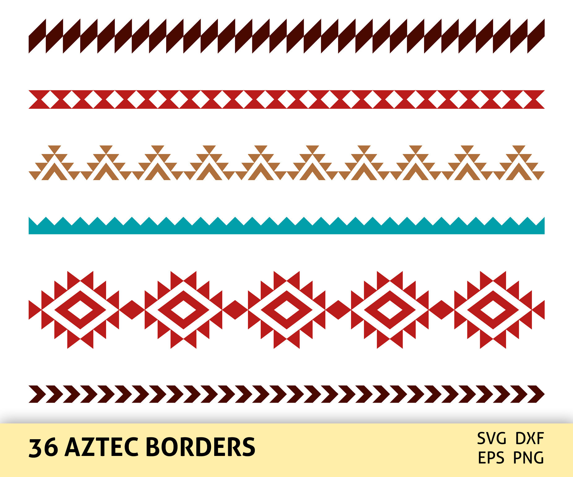 AZTEC BORDERS Svg Cut Files Digital Borders Clipart Native Etsy