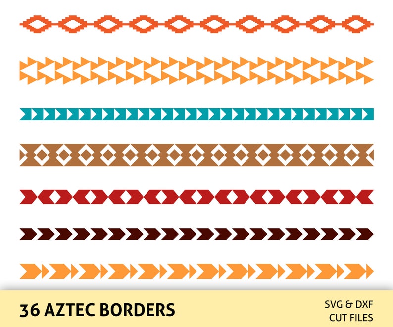 Download AZTEC BORDERS svg cut files digital borders clipart native ...