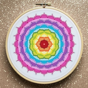 Patrón de punto de cruz de mandala de chakras - digital