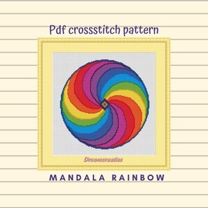 crossstitch pattern mandala Rainbow - digital crossstitch embroidery pattern pdf  - 122 x 123 crossstitches - 22,5 x 22,5 cm - 9 x 9 inches