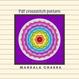 crossstitch pattern mandala Chakra - digital crossstitch embroidery pattern pdf  - 192 x 192 crossstitches - 35 x 35 cm - 14 x 14 inches