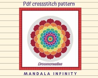 crossstitch pattern mandala Infinity - digital embroidery pattern pdf  - 167x171 crossstitches - 31x31 cm - 12.5x12.5 inches