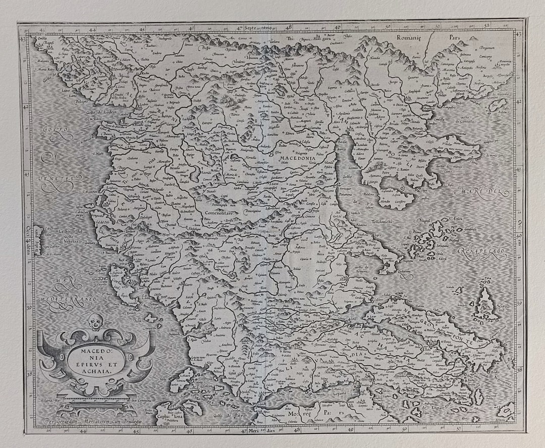 Map of Macedonia Epirus Et Achaia by Gerard Mercator 1606 Etsy