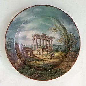 Antique KPM Porcelain Hand Painted Charger of Roman Ruins KPM? 19th Century