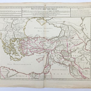 G. Delisle Retraite des Dix Mille Mappa del Mediterraneo orientale 1723 Grecia Turchia