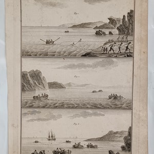 Traité Général des Pesches, et histoire des Poissons 1769-1782 Pl. XLII Pescatori rotocalco Pesca