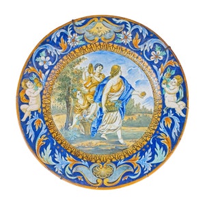 Antique Italian Maiolica Plate Giovanni Mollica 19th Century