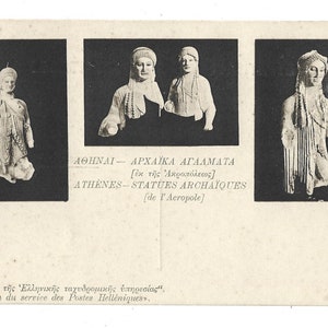 Grecia Cartolina Postale Athenes Statue Archaiques Statue Antiche Cartolina 1912-1913 10c.