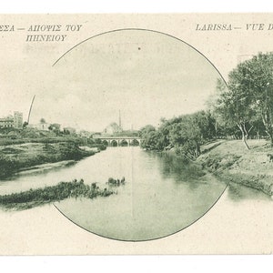 Grecia Greca Postale Stazionaria Larissa Vista del fiume Pineios Vue de Penee 1912-1913 10c.