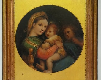 Madonna della Sedia d’après Raphael Oil Painting on Wood