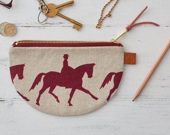 Hand Screen Printed Half Moon Purse - Dressage