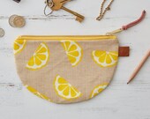 Screen Printed Half Moon Purse - Lemons