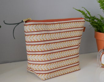 Hand Screen Printed Linen Wash Bag - Fustic Yellow Ocre