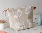 Screen Printed Linen Wash Bag - Clams Shells