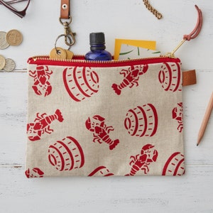 Bolsa con cremallera de lino impreso - langosta