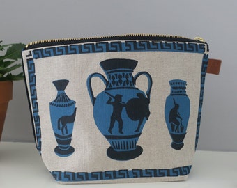 Screen Printed Linen Wash Bag - Theta Ancient Greek