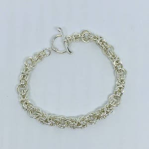 Sterling Silver Byzantine Rose Chain Bracelet