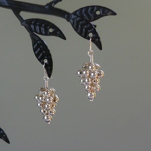 Boucles d&#39;oreilles pendantes en argent sterling grappe de raisin