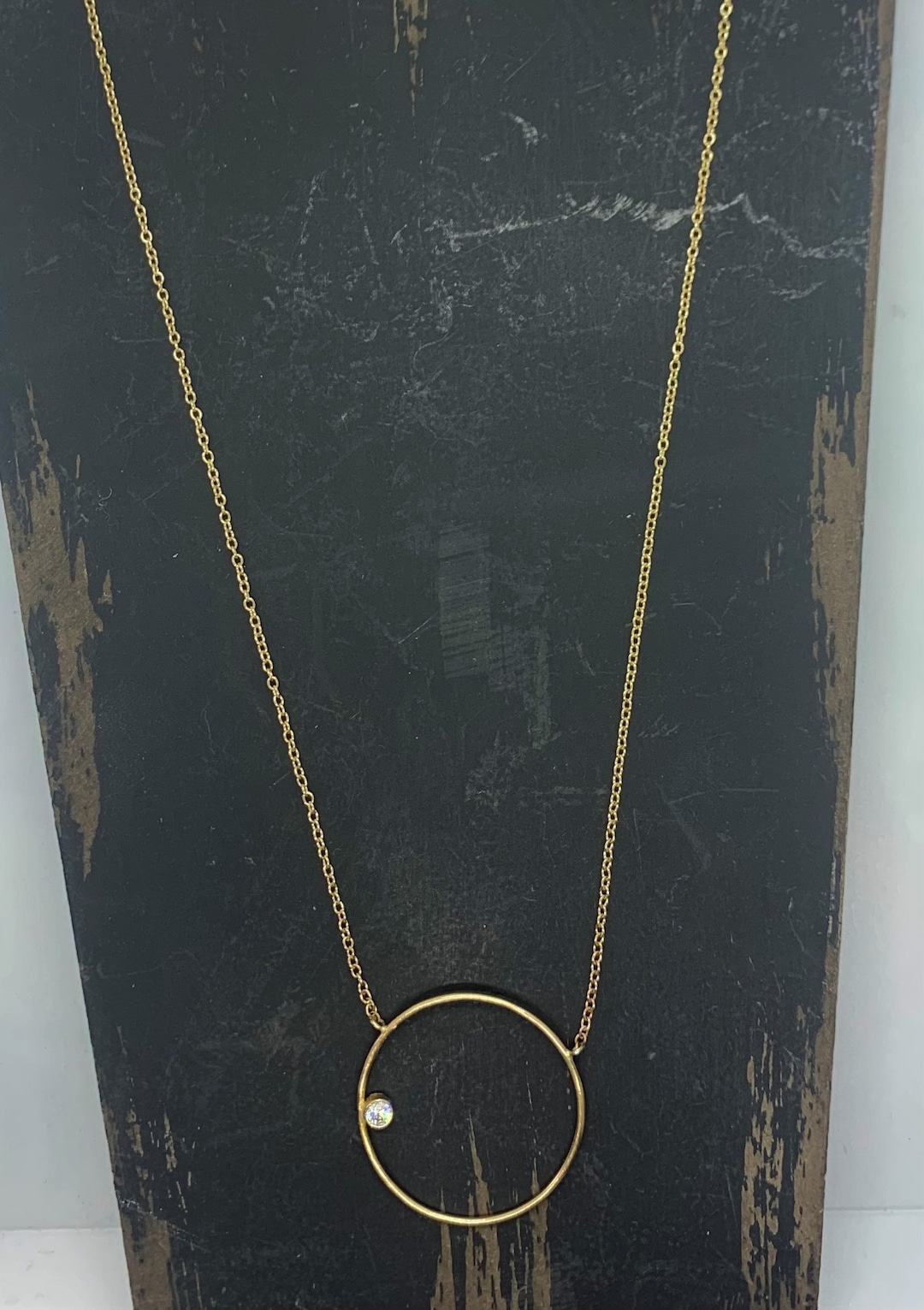 14K Gold Circle Necklace Etsy