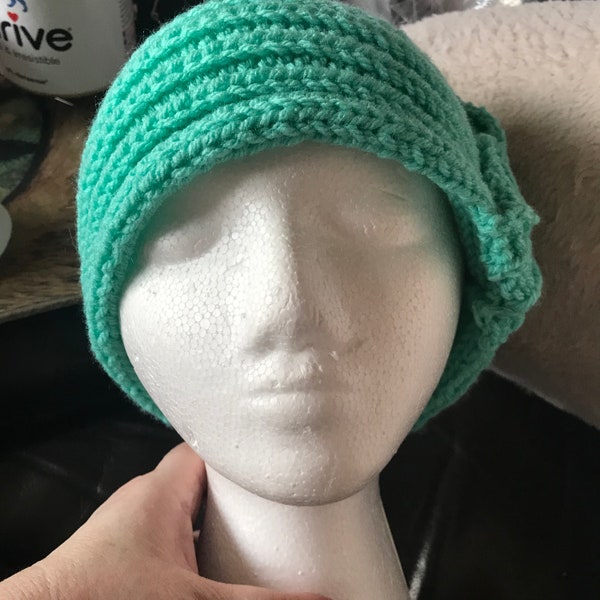 Sideways knit, cable panel, chunky, thick, warm, ribbed, cloche hat, easy to adjust, pdf knitting pattern