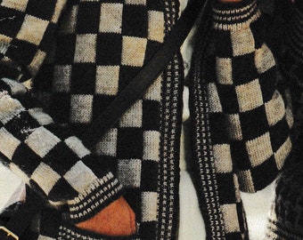 Stunning vintage Knitting pattern Wednesday Addams style checked Jacket pattern DK yarn PDF Download