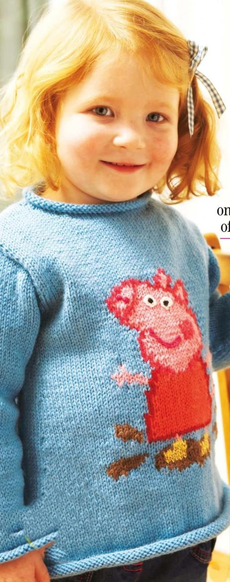 PDF Knitting Pattern Childs Peppa Pig Sweater Jumper 25yrs DK Instant