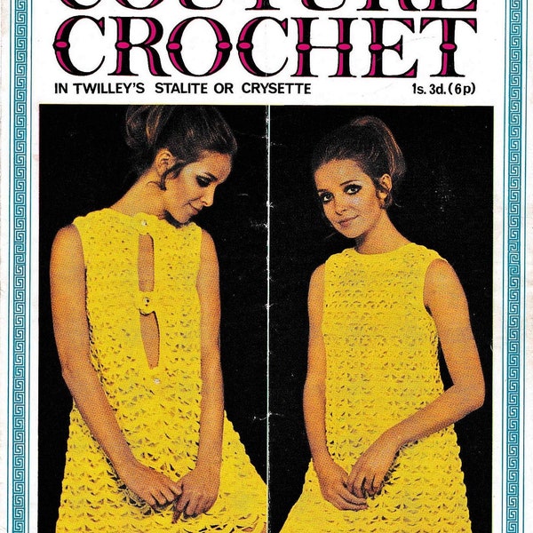 Stunning 1960's Couture Crochet pattern Reversible With Front or Back Opening Barbara Warner dress tunic 32, 35 or 38-inch Bust PDF download