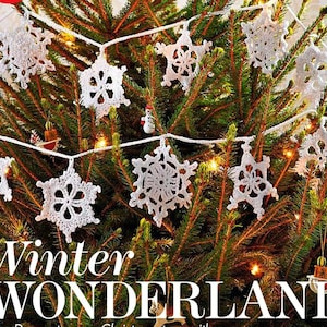 Pretty Winter wonderland crochet pattern pdf snowflake garland bunting