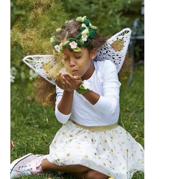 Crochet Pattern pdf dressing up set fairy wings, garland & corsage child, or adult festival