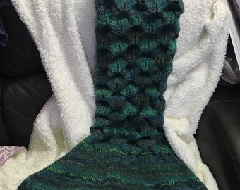 Child / Adult chunky / Aran mermaid / Merman tail blanket PDF knitting pattern Fransknits easy