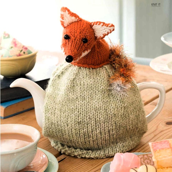 Knitting Pattern pdf pattern Woodland Fantastic Mr Fox tea cosy to fit standard 11 x 8" teapot Aran yarn