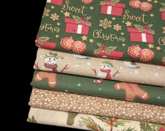Seasons Cheer Christmas Fabric Fat Quarter Bundle, 100% Cotton