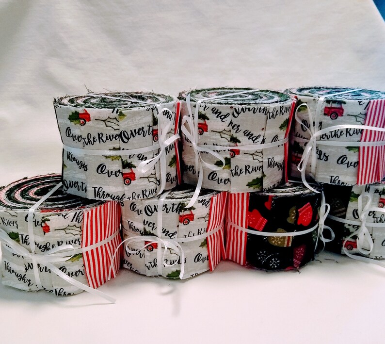 Christmas jelly roll 20 strips. 5 designs4strips ea.. 2.5x42 Etsy