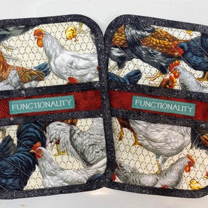 Chicken Pot Holders, Potholders, Kitchen Mitts, Hot Pads