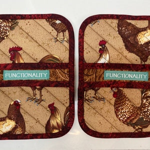 Chicken Pot Holders, Potholders, Kitchen Mitts, Hot Pads
