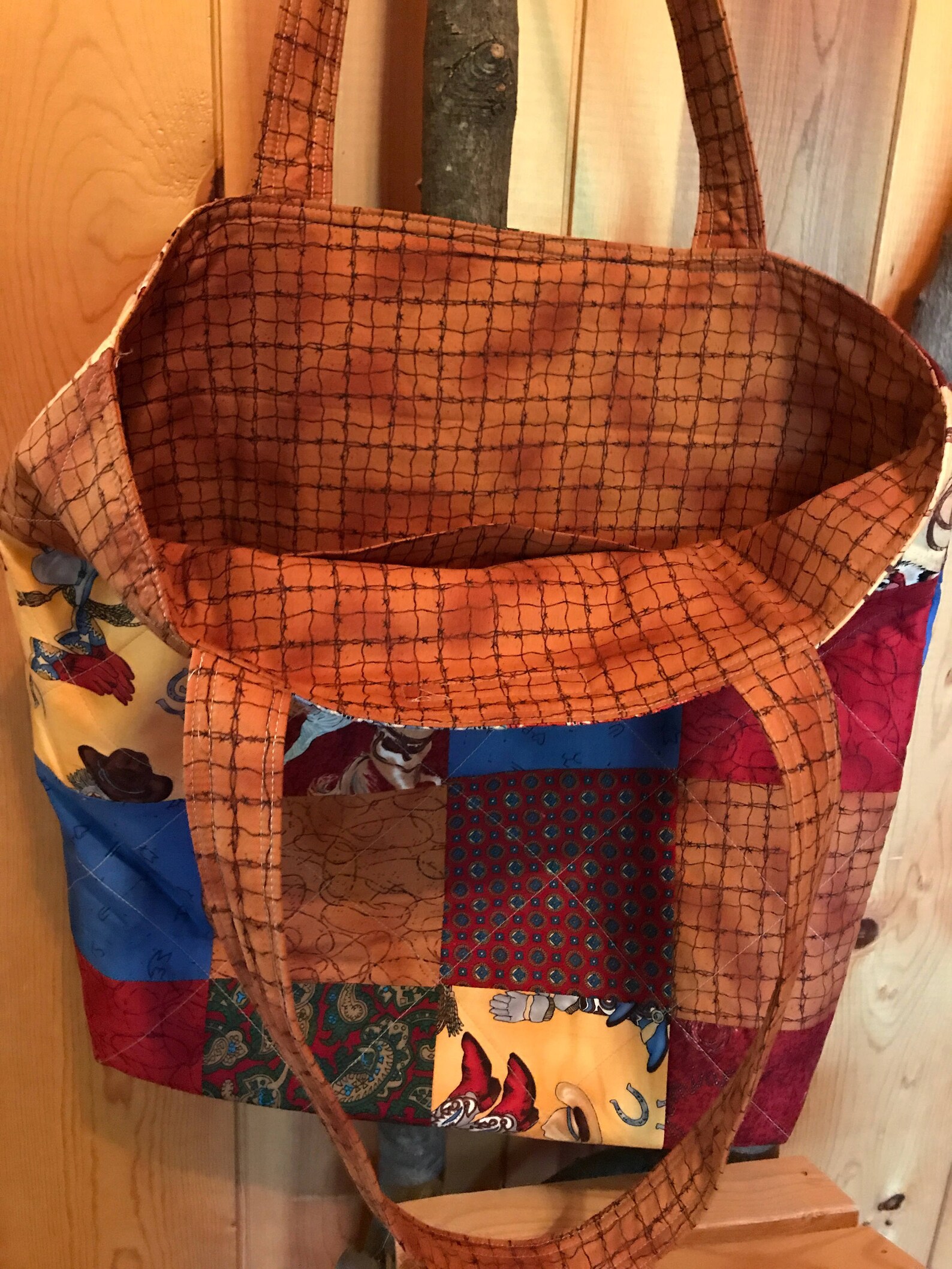Market Tote Patchwork Tote Quilted Shopping Bag Grocery Etsy