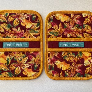 Autumn Leaves Pot Holders, Potholders, Kitchen Mitts, Hot Pads