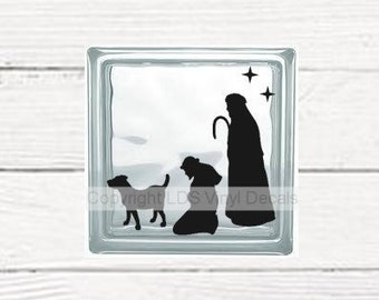 Nativity Scene Shepherds Decal | VINYL DECAL ONLY | Christmas Decal for Glass Block | Vinyl Craft Decals