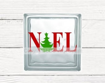 Noel Tree Decal | VINYL DECAL ONLY | Christmas Glass Block Decals | Vinyl Craft Decals