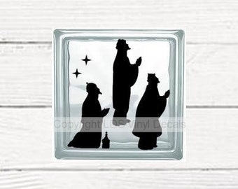 Nativity Scene Three Wise Men Decal | VINYL DECAL ONLY | Christmas Decal for Glass Block | Vinyl Craft Decals