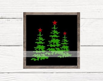 Christmas Trees Stars Decal | VINYL DECAL ONLY | Holiday Decal for Glass Block | Vinyl Craft Decal