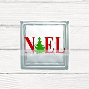 Noel Tree Decal | VINYL DECAL ONLY | Christmas Glass Block Decals | Vinyl Craft Decals