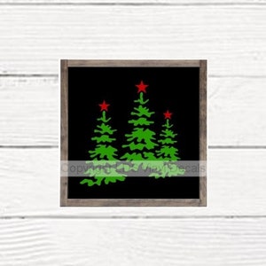 Christmas Trees Stars Decal | VINYL DECAL ONLY | Holiday Decal for Glass Block | Vinyl Craft Decal