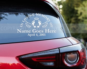 Custom Child / Infant Loss IN LOVING MEMORY Car Decals