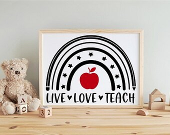 LIVE / LOVE / TEACH (with apple) - Vinyl Lettering - Teacher Appreciation Craft Decals