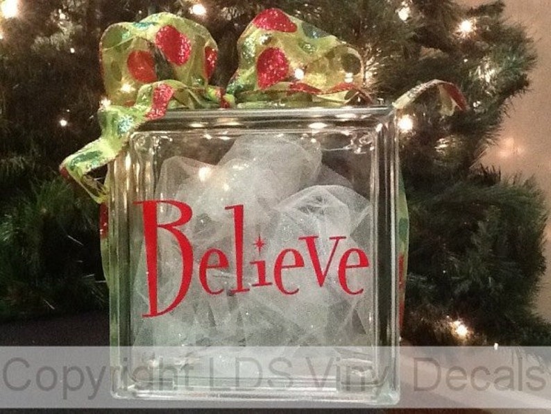 Believe Christmas Vinyl Lettering for Glass Blocks Craft Etsy