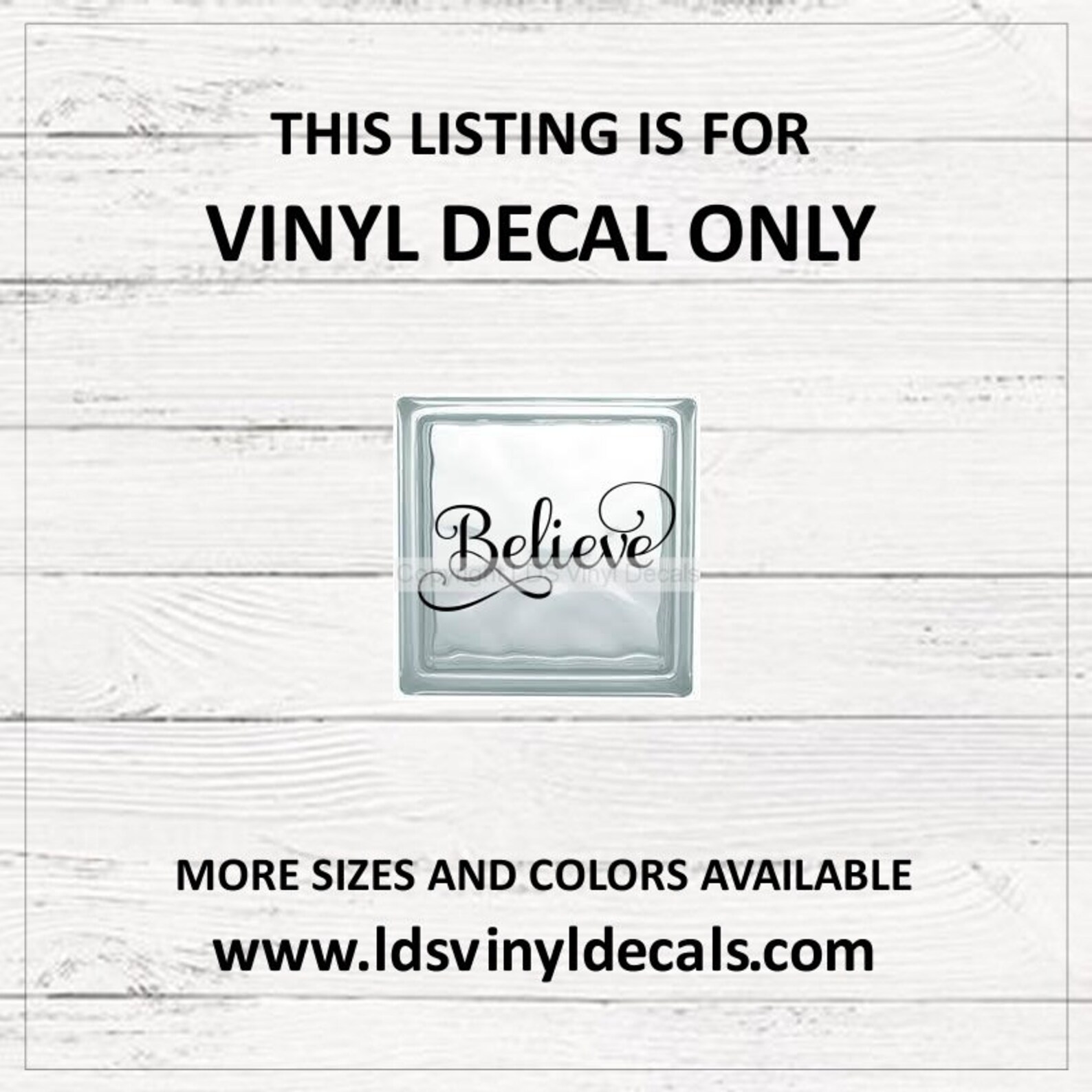 Believe Decal VINYL DECAL ONLY Christmas Glass Block Etsy